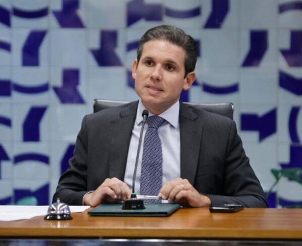 Presidente da Câmara, Hugo Motta (Republicanos-PB), na reunião de líderes