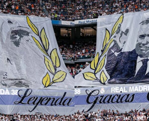 Foto colorida de despedida de Ancelotti e Modric - Metrópoles